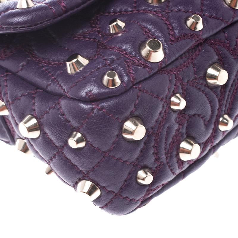 Women's Versace Purple Leather Studded Tassel Vanitas Medea Shoulder Bag