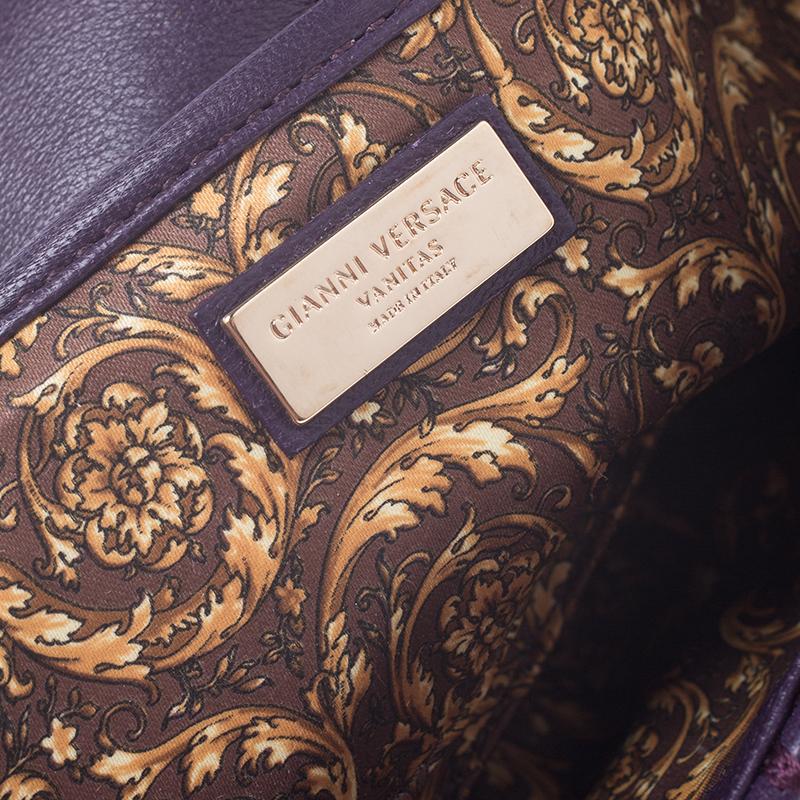 Versace Purple Leather Studded Tassel Vanitas Medea Shoulder Bag 2