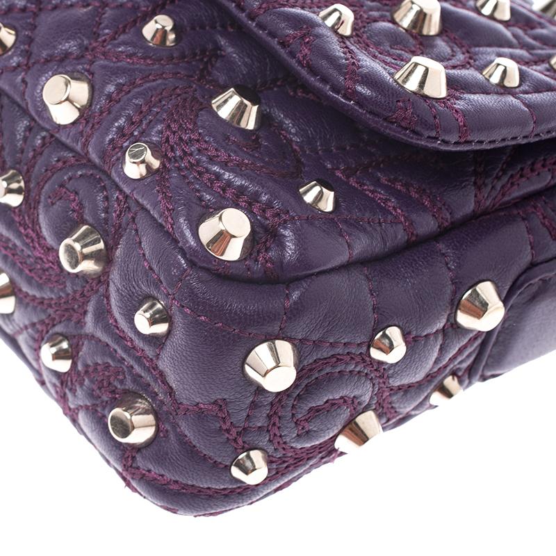 Versace Purple Leather Studded Tassel Vanitas Medea Shoulder Bag 3