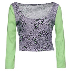 Versace Top de punto con estampado de leopardo morado L