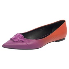 Versace Purple/Orange Leather Medusa Pointed Toe Ballet Flats Size 38