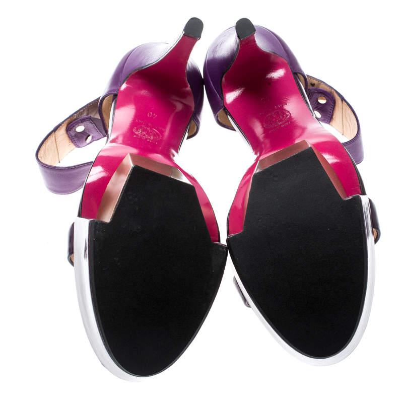 Versace Purple Patent Leather And Leather Ankle Strap Platform Sandals Size 40 1