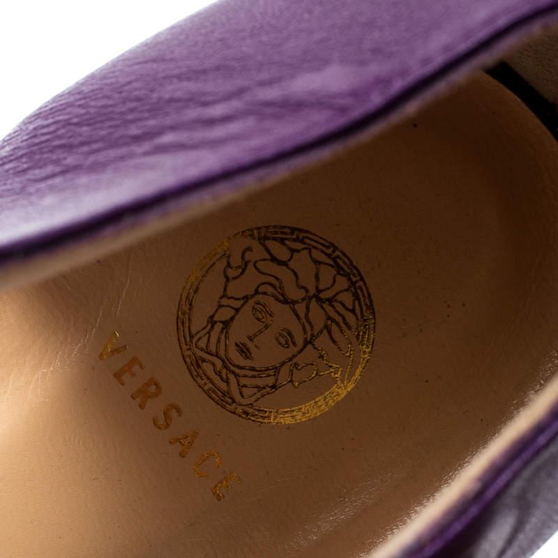 Versace Purple Patent Leather And Leather Ankle Strap Platform Sandals Size 40 2