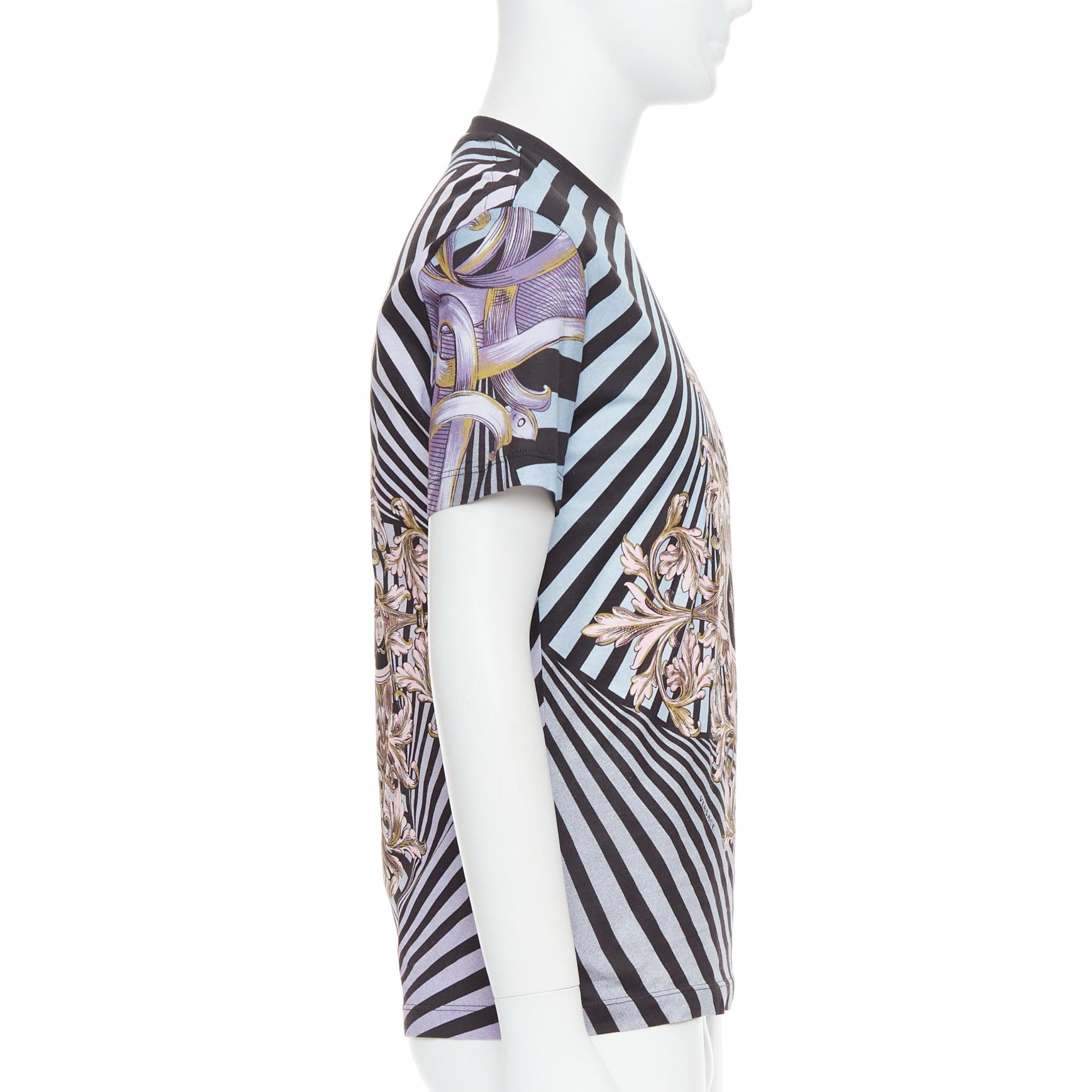VERSACE Lila Rosa Barock Medusa Wirbeldruck Baumwoll-Besatzhemd XS im Zustand „Hervorragend“ im Angebot in Hong Kong, NT