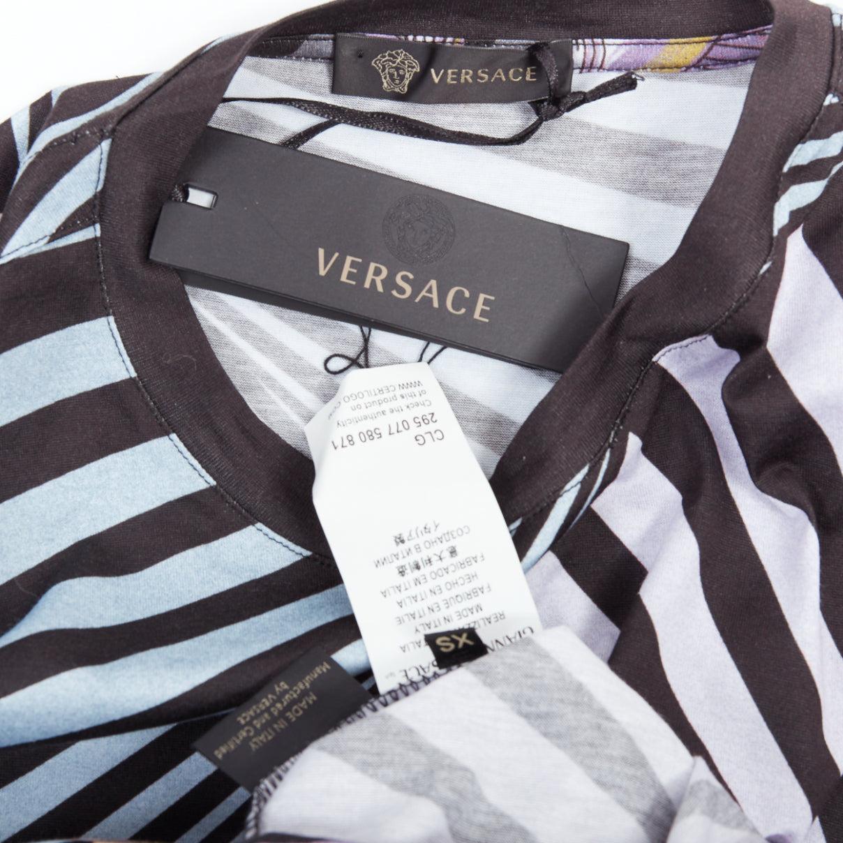 VERSACE Lila Rosa Barock Medusa Wirbeldruck Baumwoll-Besatzhemd XS im Angebot 3
