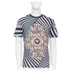 VERSACE purple pink baroque medusa swirl print cotton crew tshirt XS