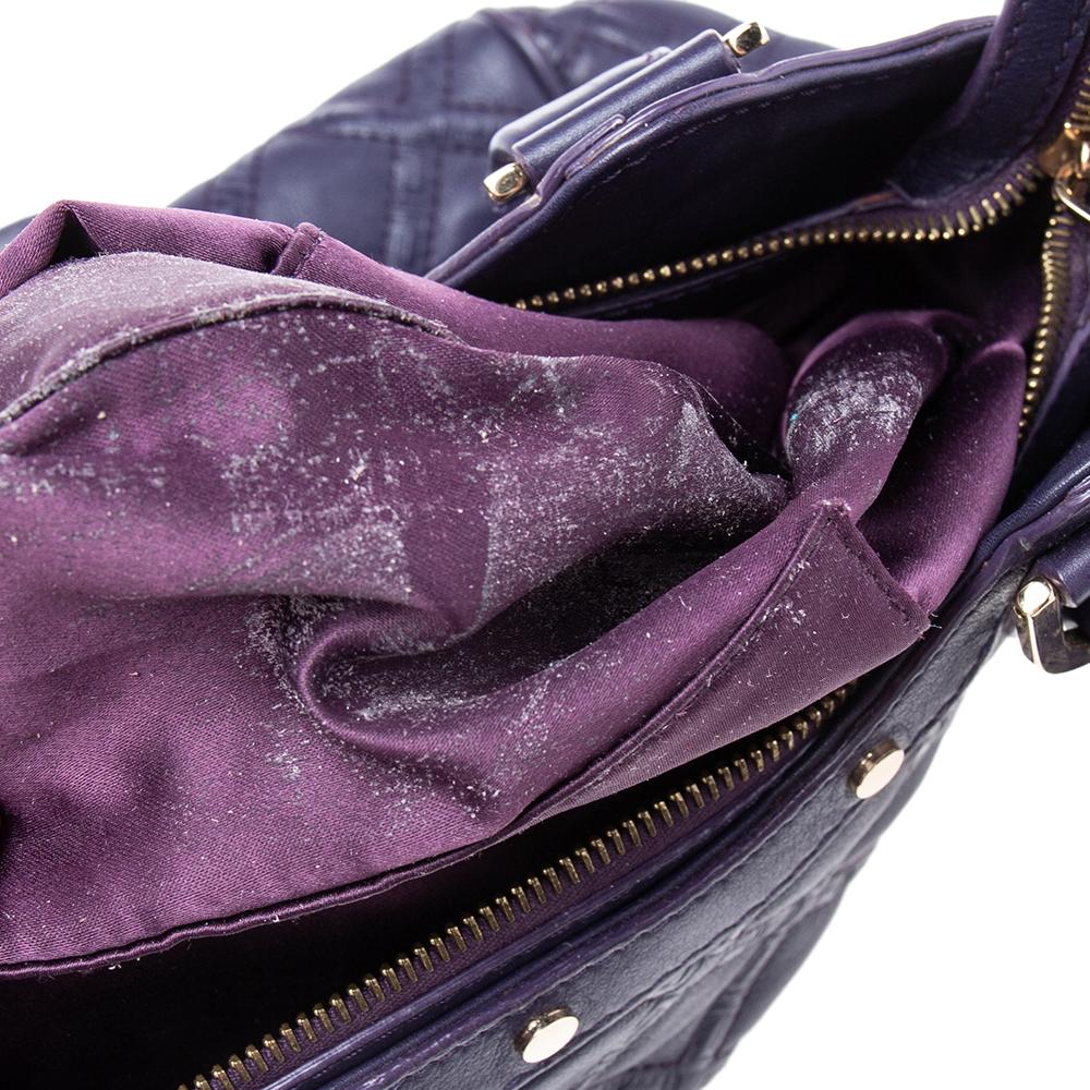 Versace Purple Quilted Leather Medusa Plaque Flap Satchel 3