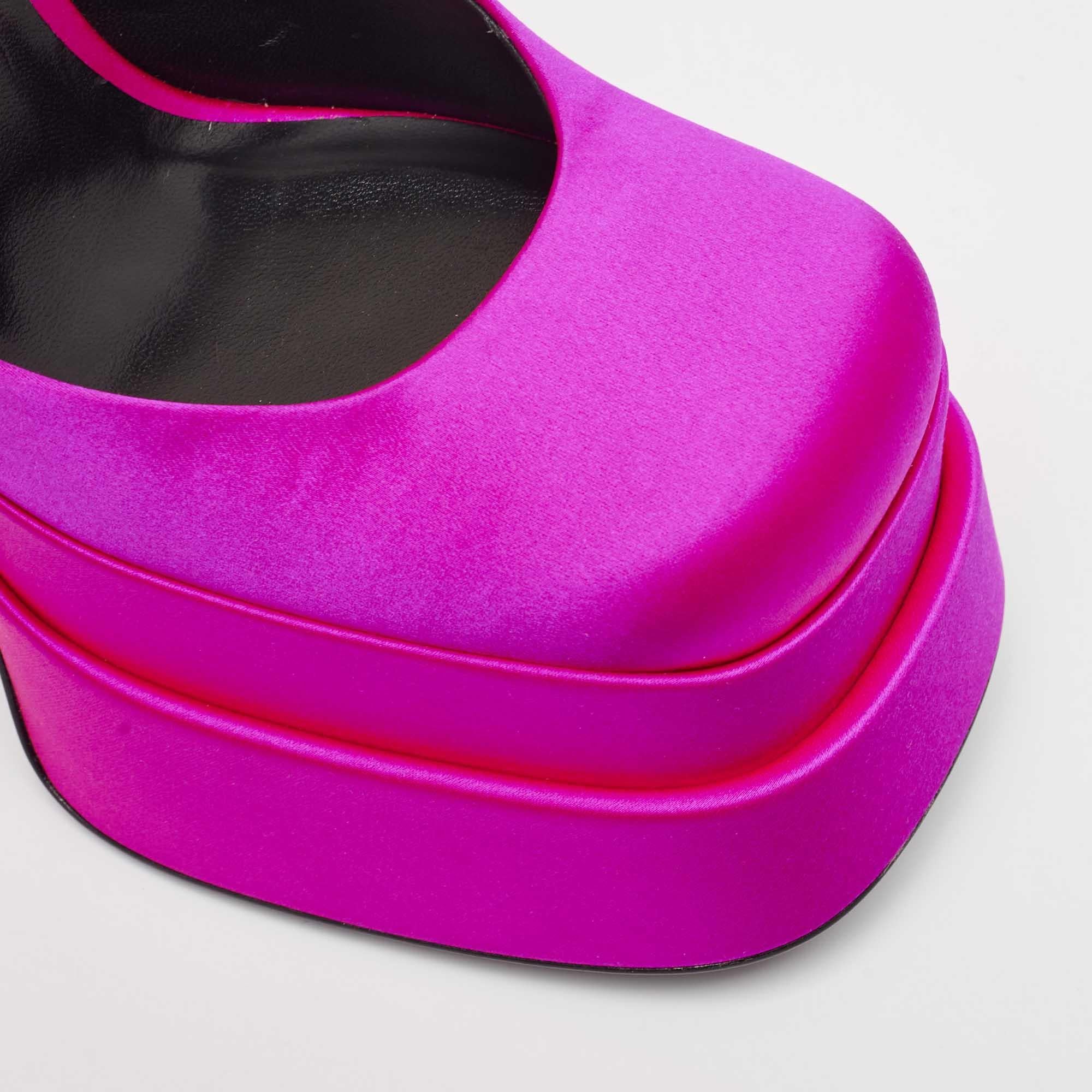 Versace Purple Satin Medusa Block Heel Pumps Size 38 3