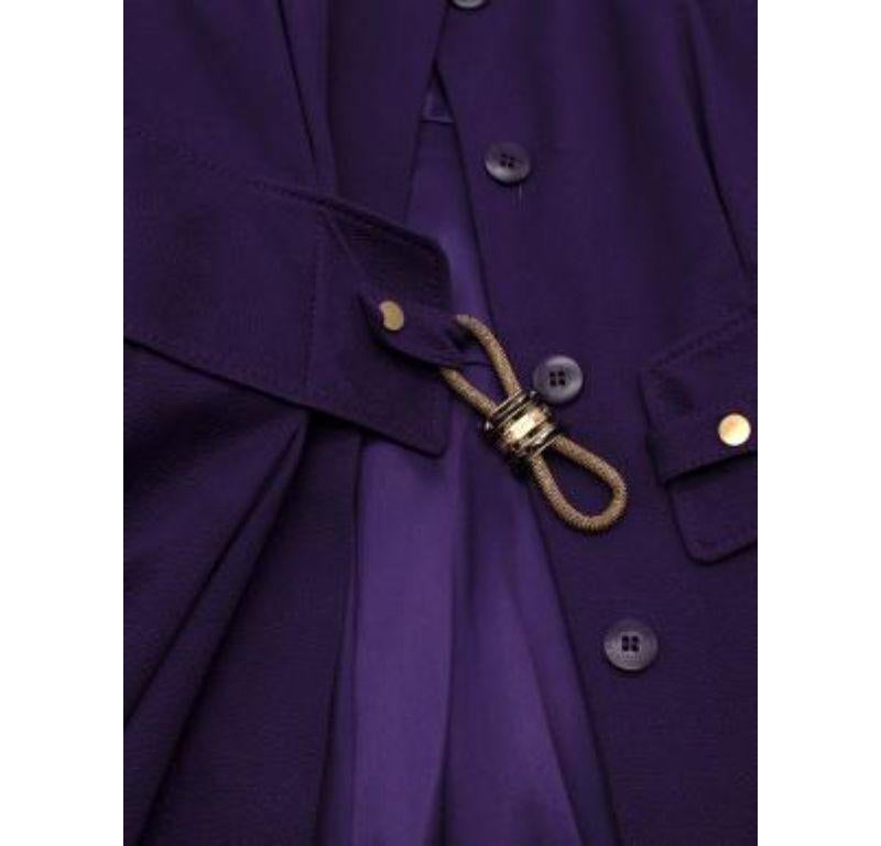 Women's Versace Purple Silk Blend Coat with Gold Belt Detail For Sale