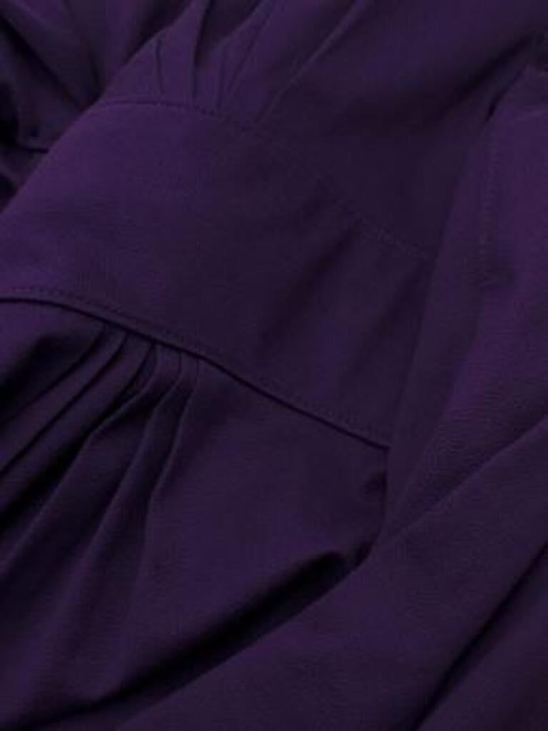 Versace Purple Silk Blend Coat with Gold Belt Detail For Sale 1