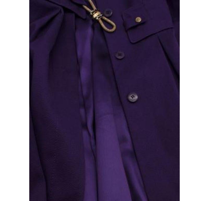 Versace Purple Silk Blend Coat with Gold Belt Detail For Sale 3