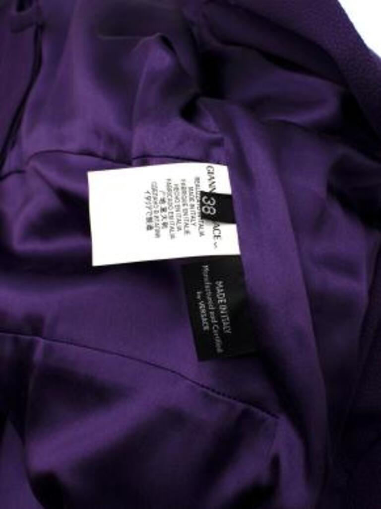Versace Purple Silk Blend Coat with Gold Belt Detail For Sale 4