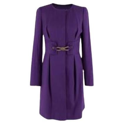 Versace Purple Silk Blend Coat with Gold Belt Detail For Sale