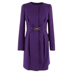 Versace Purple Silk Blend Coat with Gold Belt Detail