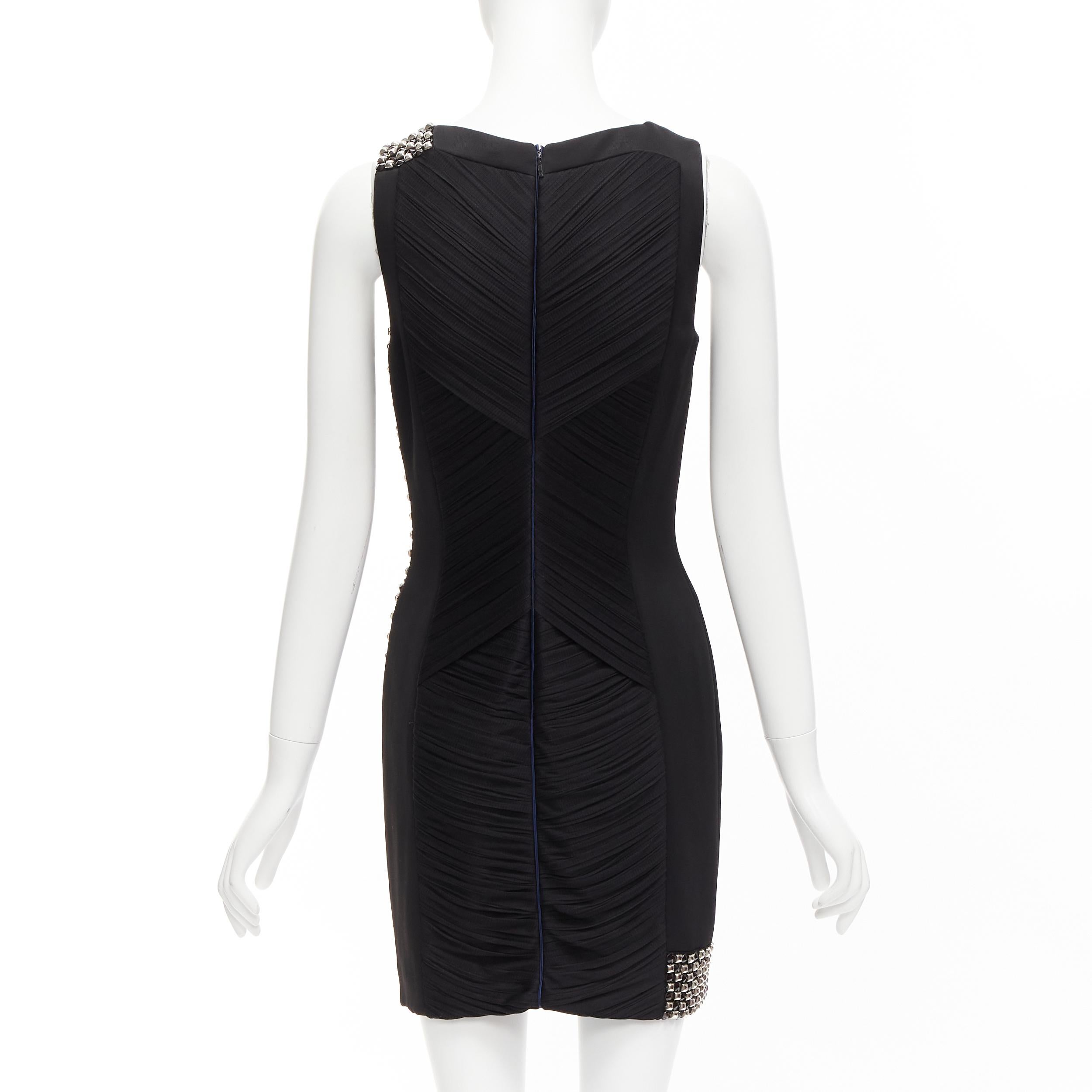 De las mujeres VERSACE vestido de seda púrpura con tachuelas plateadas y bloques de color IT42 M en venta
