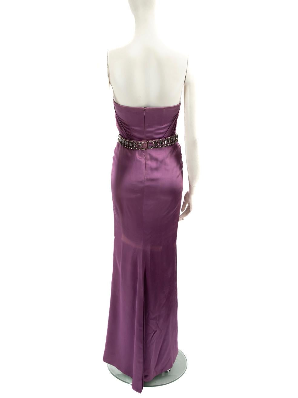 Gray Versace Purple Silk Embellished Strapless Gown Size XS For Sale