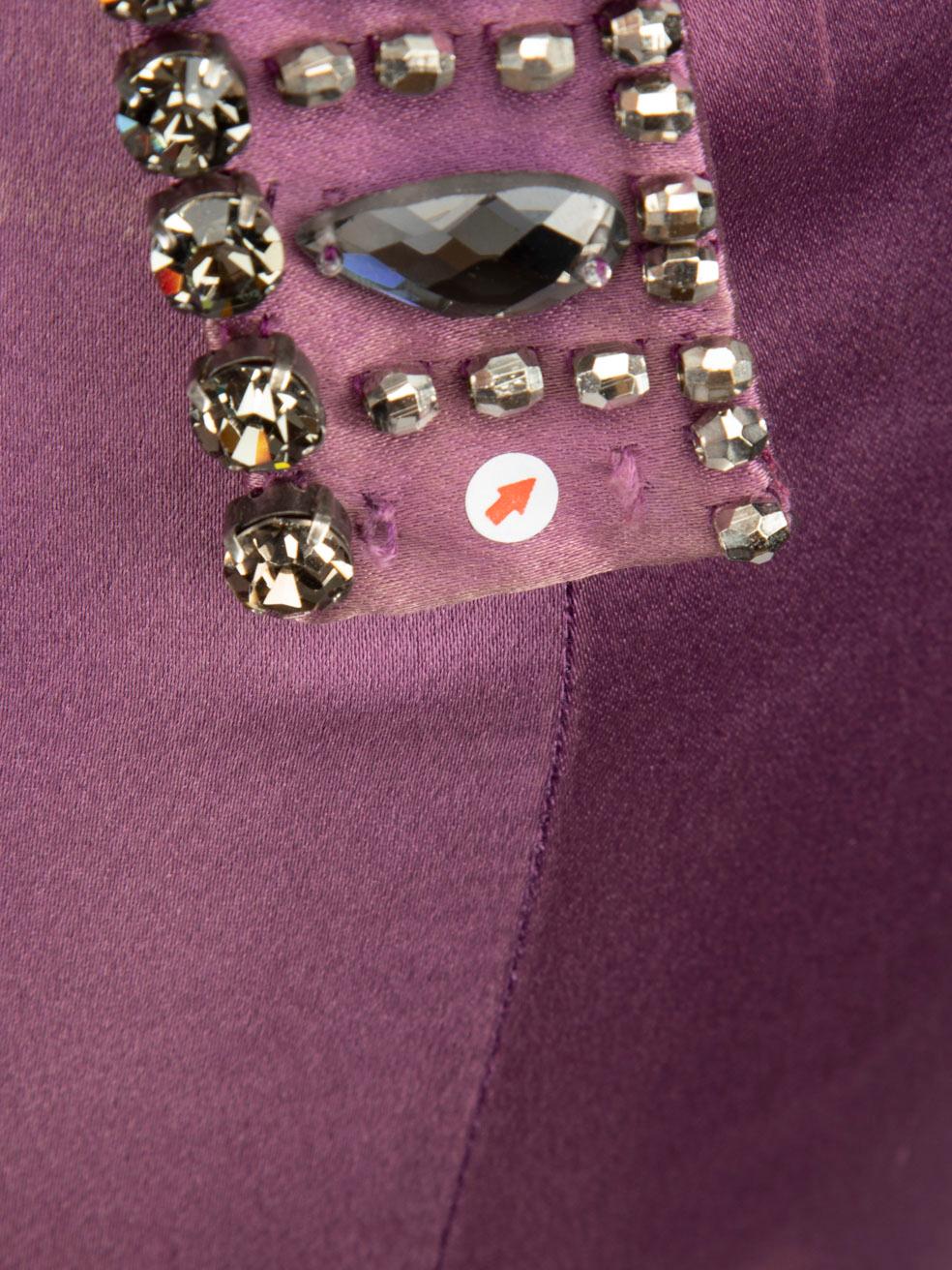 Versace Purple Silk Embellished Strapless Gown Size XS For Sale 3