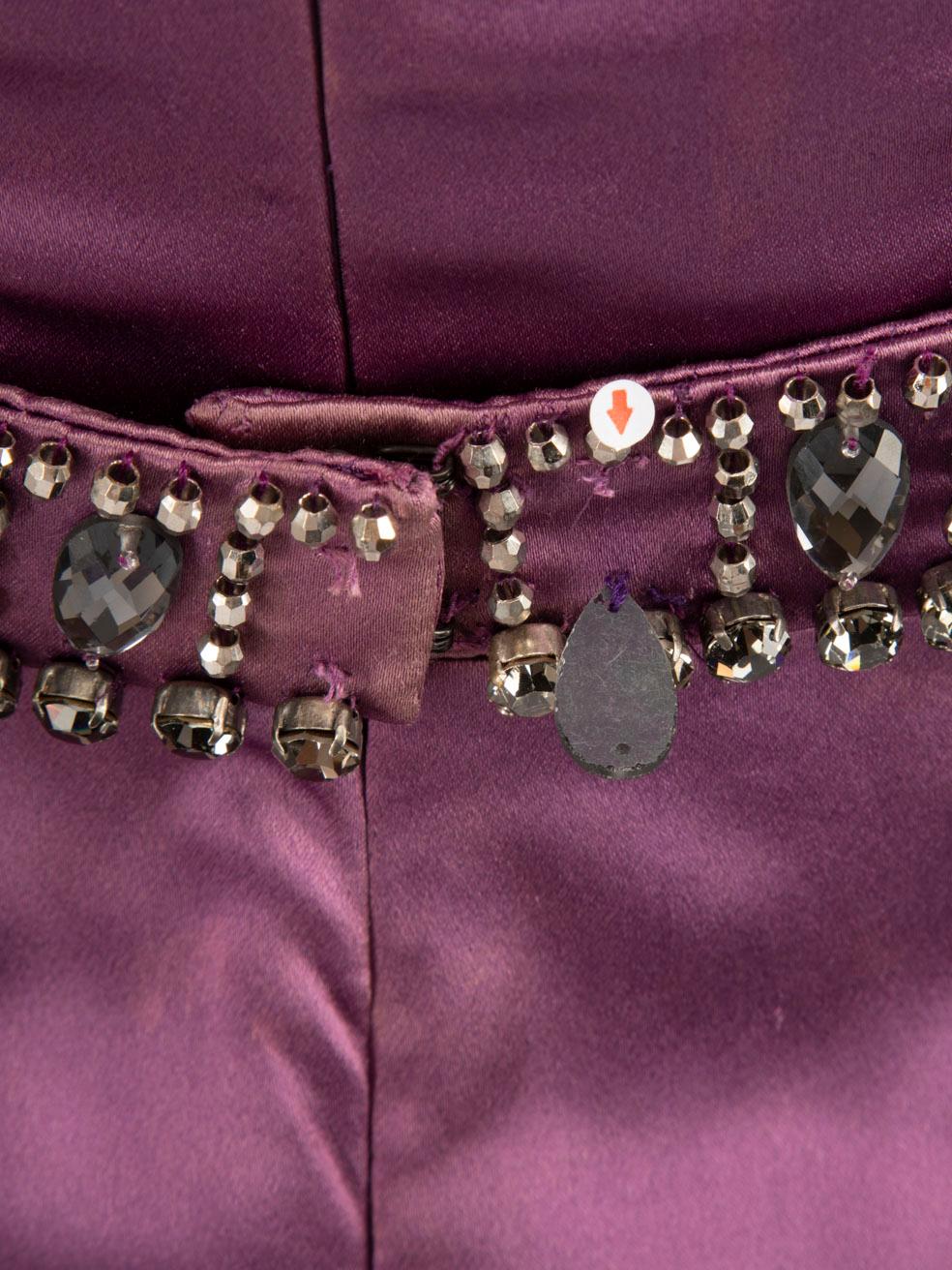 Versace Purple Silk Embellished Strapless Gown Size XS For Sale 5