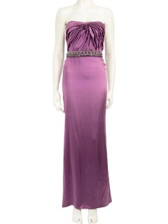 Versace Purple Silk Embellished Strapless Gown Size XS