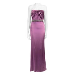 Abito senza spalline in seta viola Versace taglia XS