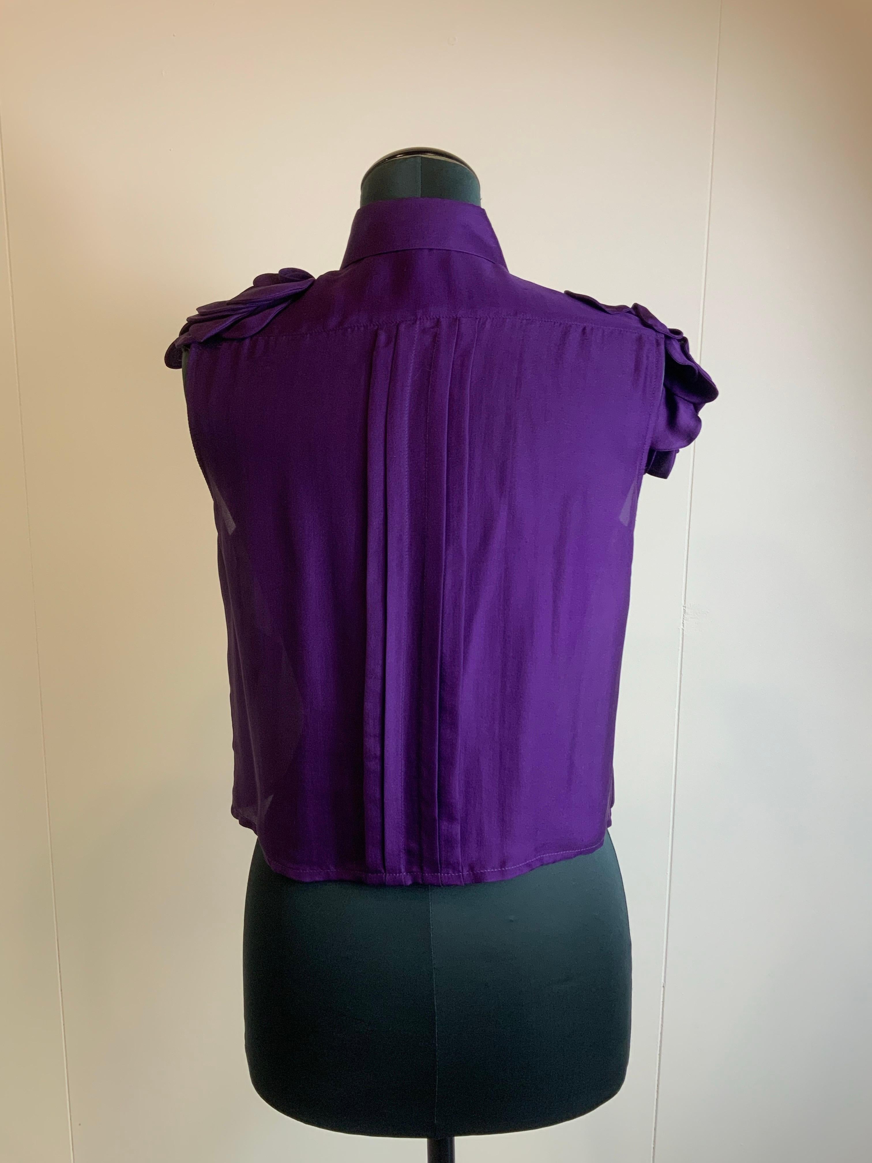 Versace purple silk Top In Excellent Condition In Carnate, IT