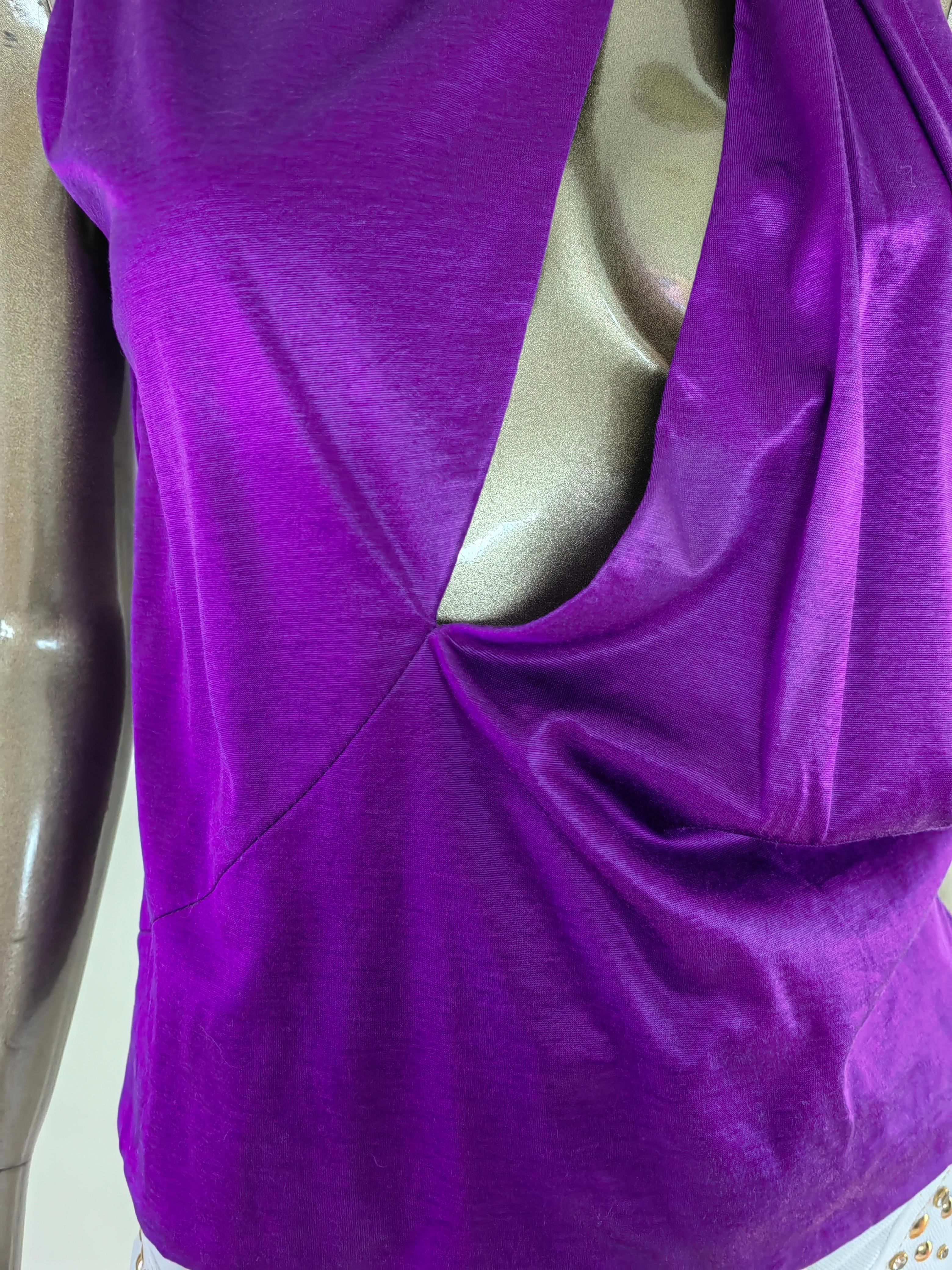 Women's Versace Purple Slashed Cut out Front Halter Top 38