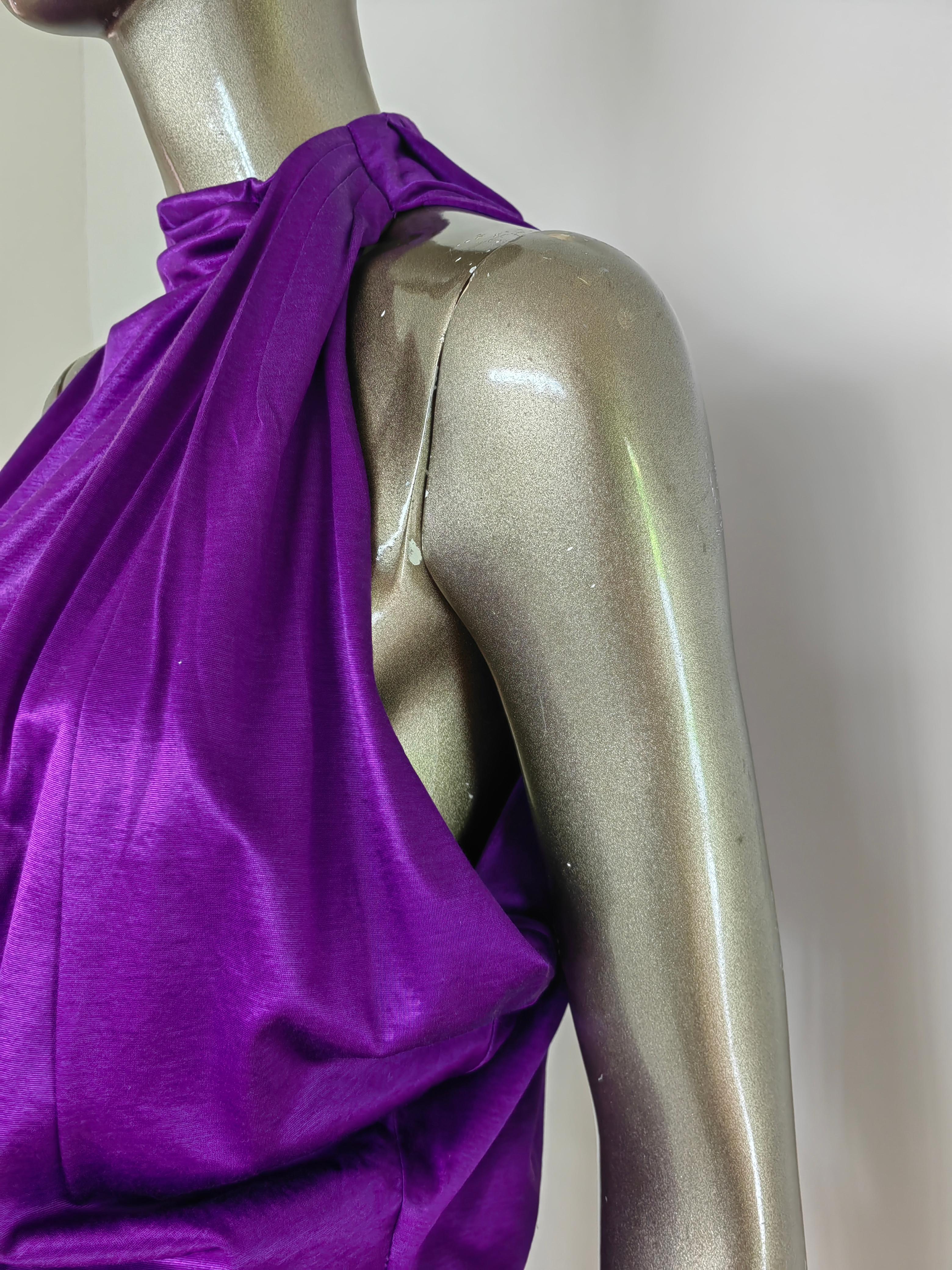 Versace Purple Slashed Cut out Front Halter Top 38 2