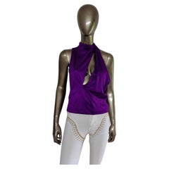 Versace Purple Slashed Cut out Front Halter Top 38