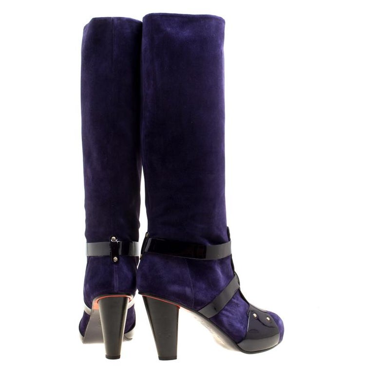 Versace Purple Suede Knee Length Boots Size 41 For Sale at 1stDibs ...