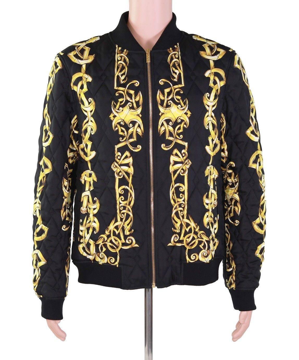 Versace Bomber Jacket

If you were looking for silk shirt that Bruno Mars wore in “Versace on the floor” video then you are in luck! We just received a few Versace silk bomber jackets with the same print!

This bomber jacket from Versace featuring