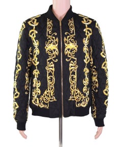 Versace Quilted 100% Silk Bomber Jacket For Men