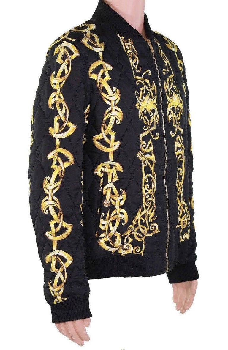 Versace Quilted 100% Silk Bomber Jacket For Men at 1stDibs | versace bomber  jacket mens, bruno mars versace jacket, versace bomber jacket black and gold