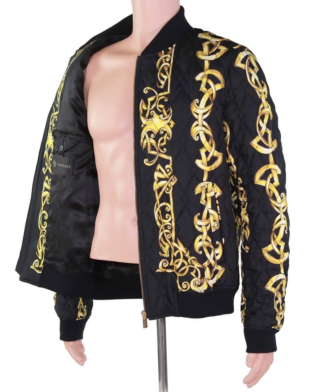 Men's Versace Quilted 100% Silk Bomber Jacket For Men