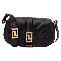 Versace Quilted Lambskin Shoulder Bag — Black