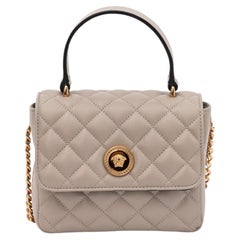 Versace Quilted Lambskin Shoulder Bag — Taupe