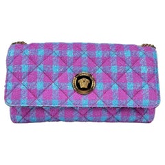 Versace Quilted Wool Lurex Crossbody Bag — Pink