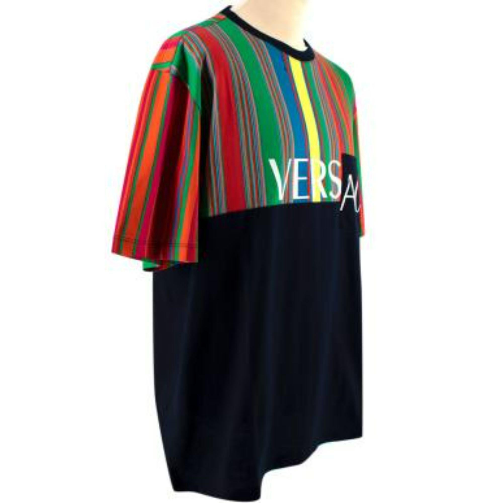Versace Rainbow Panelled Oversize T-shirt In Excellent Condition For Sale In London, GB