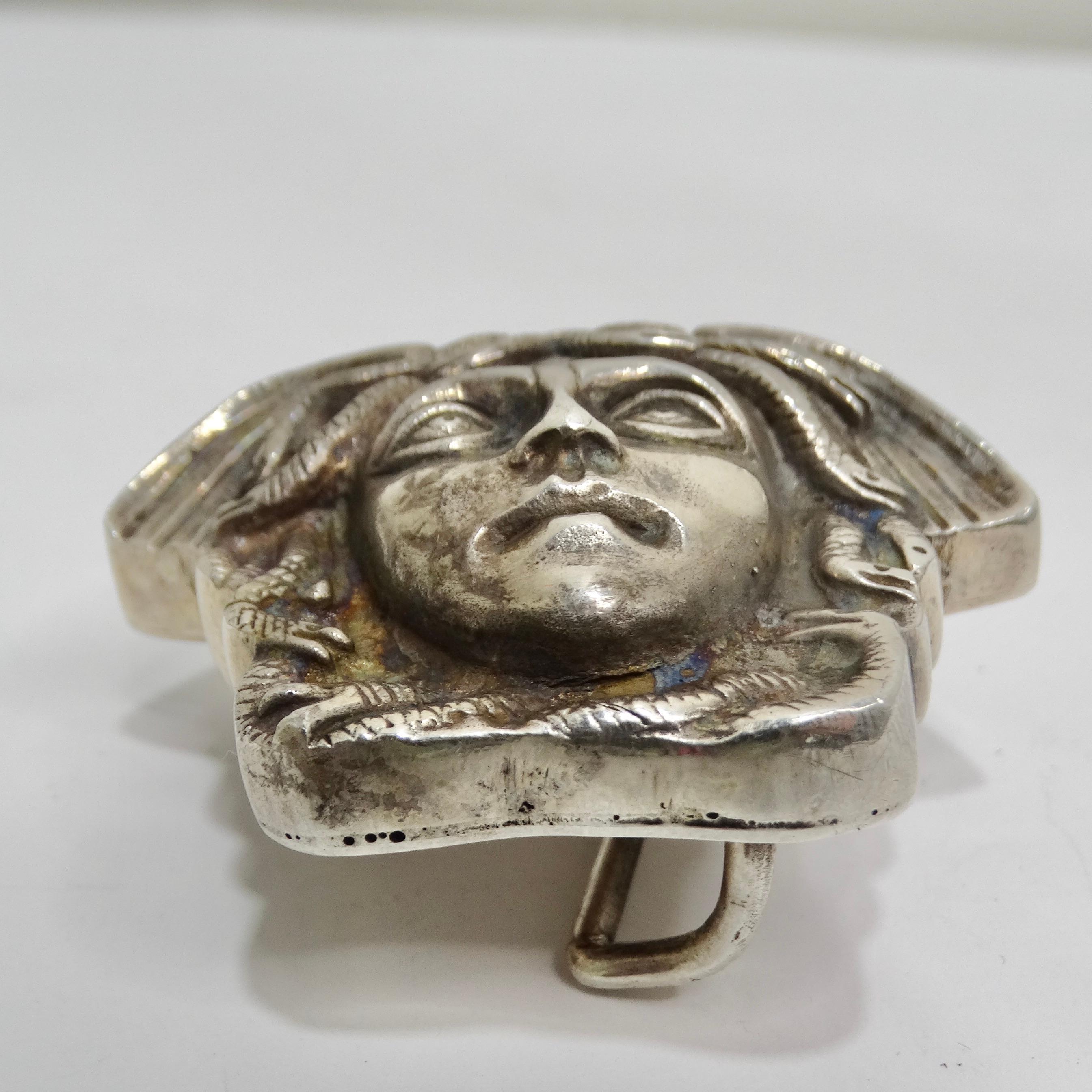 Versace Rare 1980s Silver Belt Buckle For Sale 2