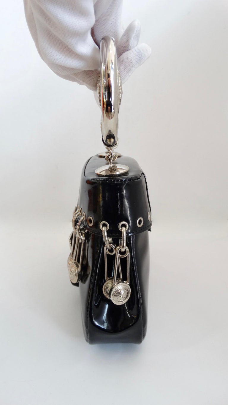 Versace Rare Spring 1994 Black Patent Leather Safety Pin Bag at 1stDibs versace safety pin bag