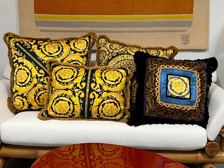 Versace Rectangular Silk and Velvet Pillow For Sale at 1stDibs