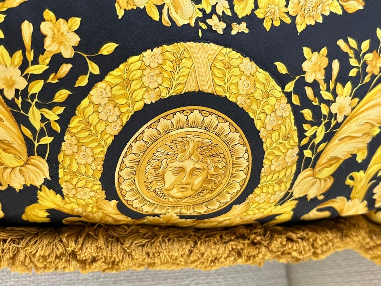 Versace Rectangular Silk and Velvet Pillow For Sale at 1stDibs