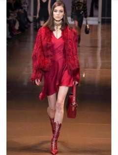 Versace Red Alpaca Fur Jacket NWT