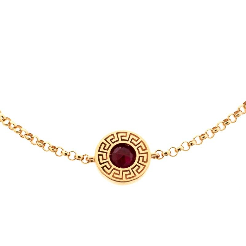 Contemporary Versace Red Gemstone 18k Rose Gold Soft Bracelet