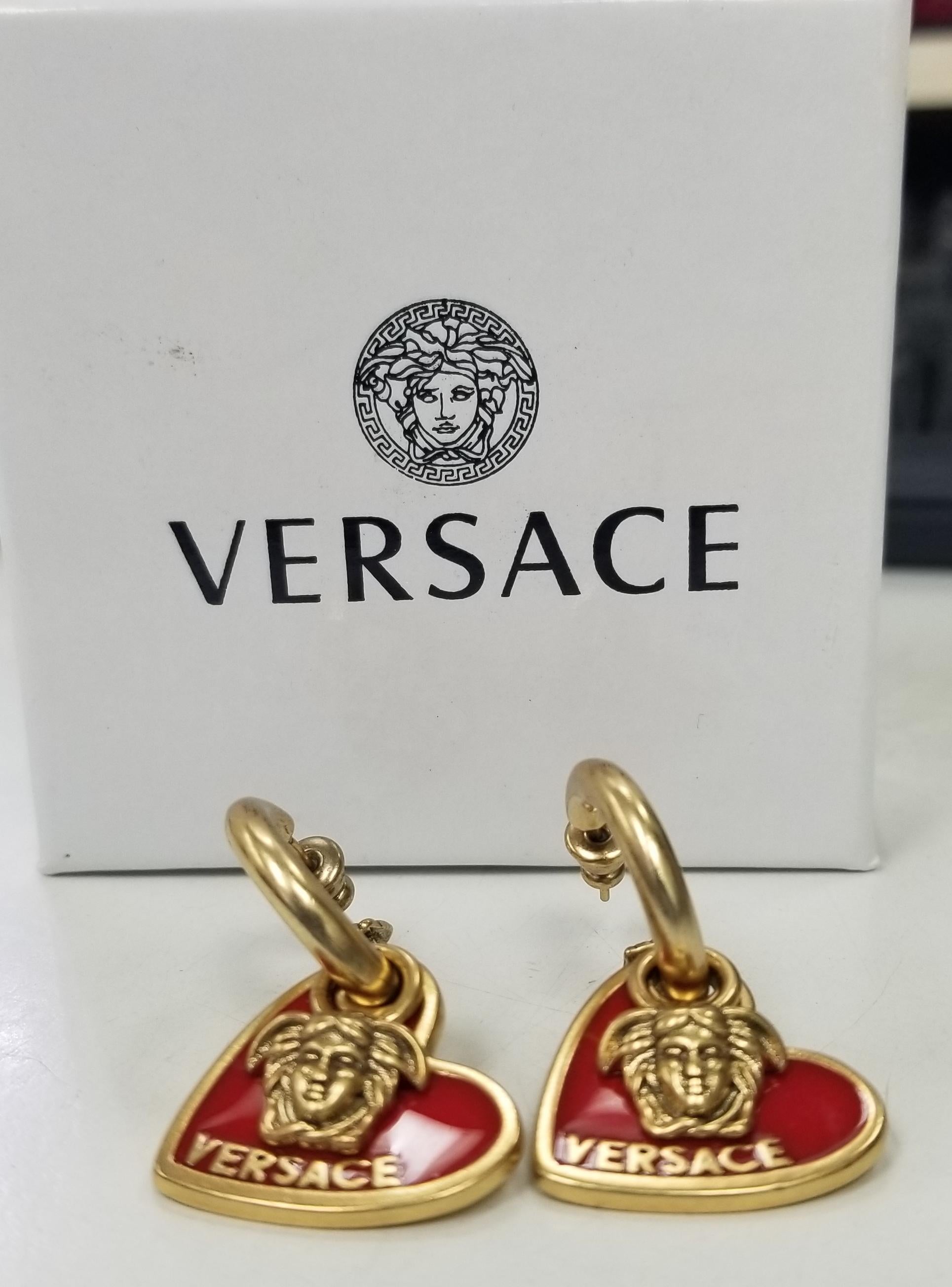 Modern Versace Red Heart Love Versace Earrings