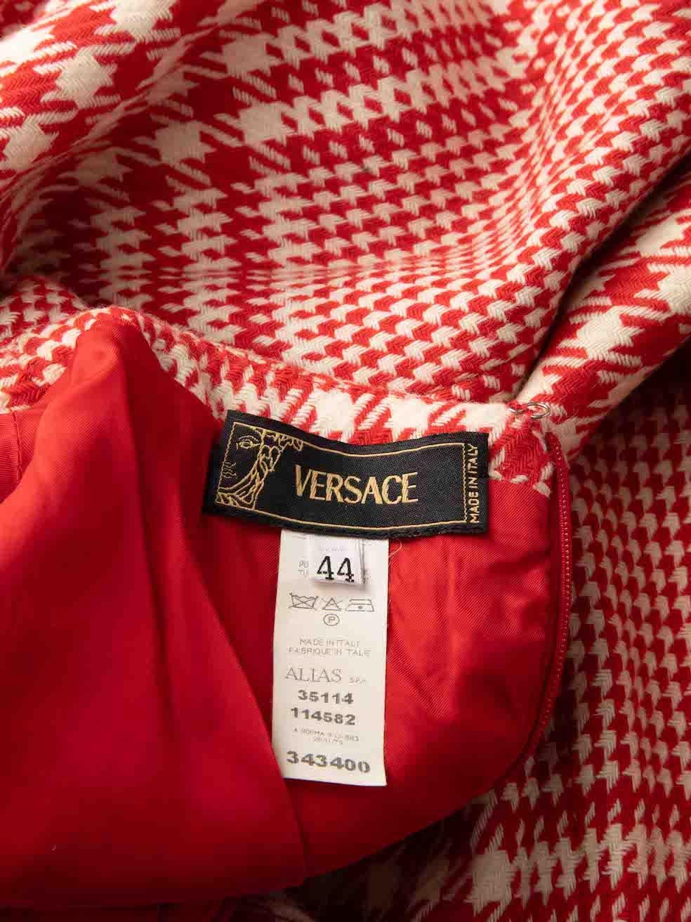 Robe sans manches Versace rouge pied-de-poule taille L Pour femmes en vente