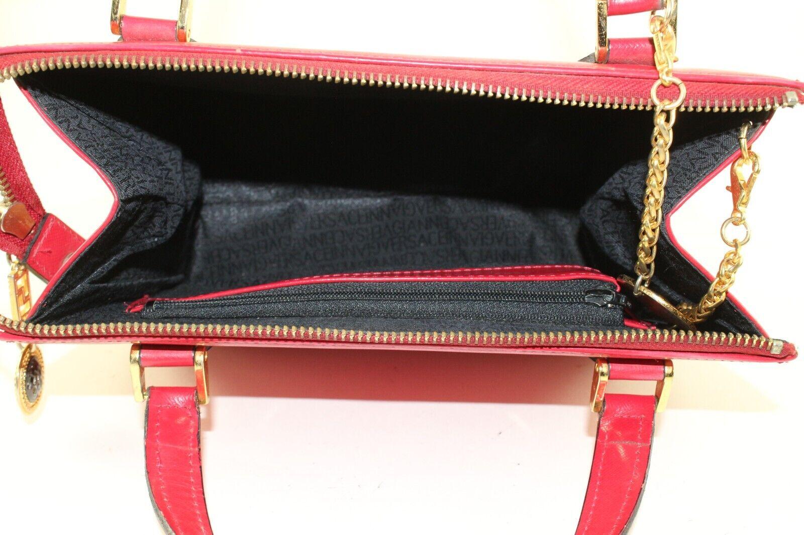 Versace Red Leather Charm Tote 5VER1214K For Sale 6