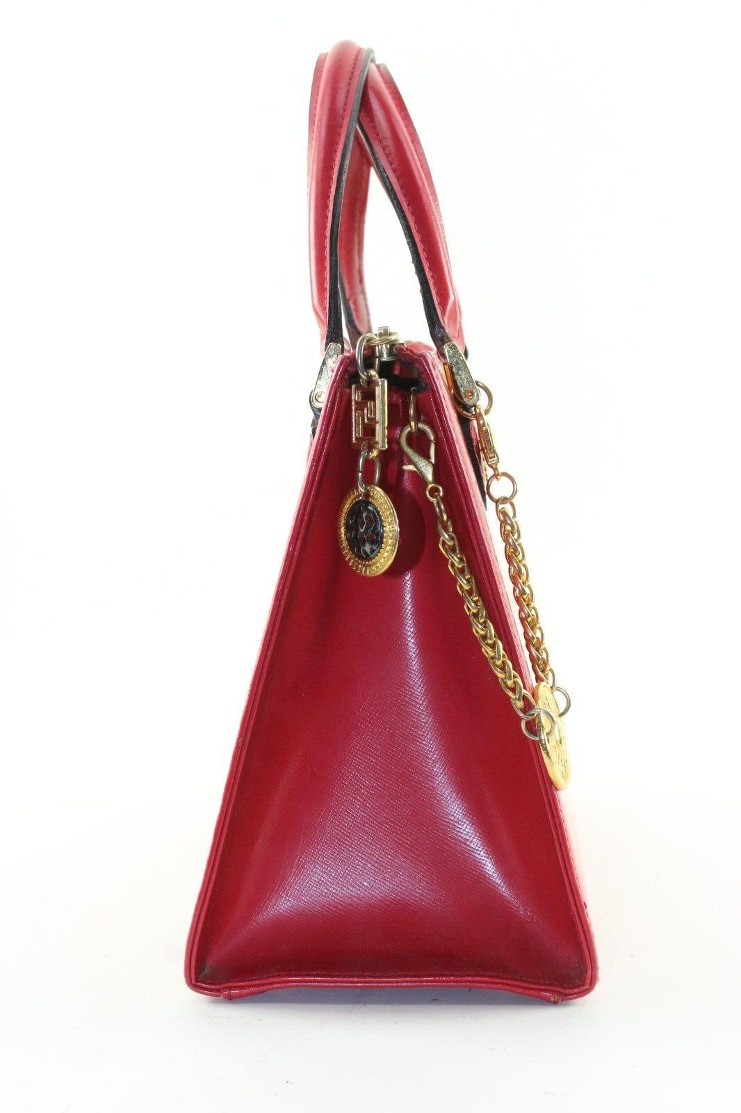 Versace Red Leather Charm Tote 5VER1214K
Date Code/Serial Number: N/A

Made In: N/A

Measurements: Length:  10