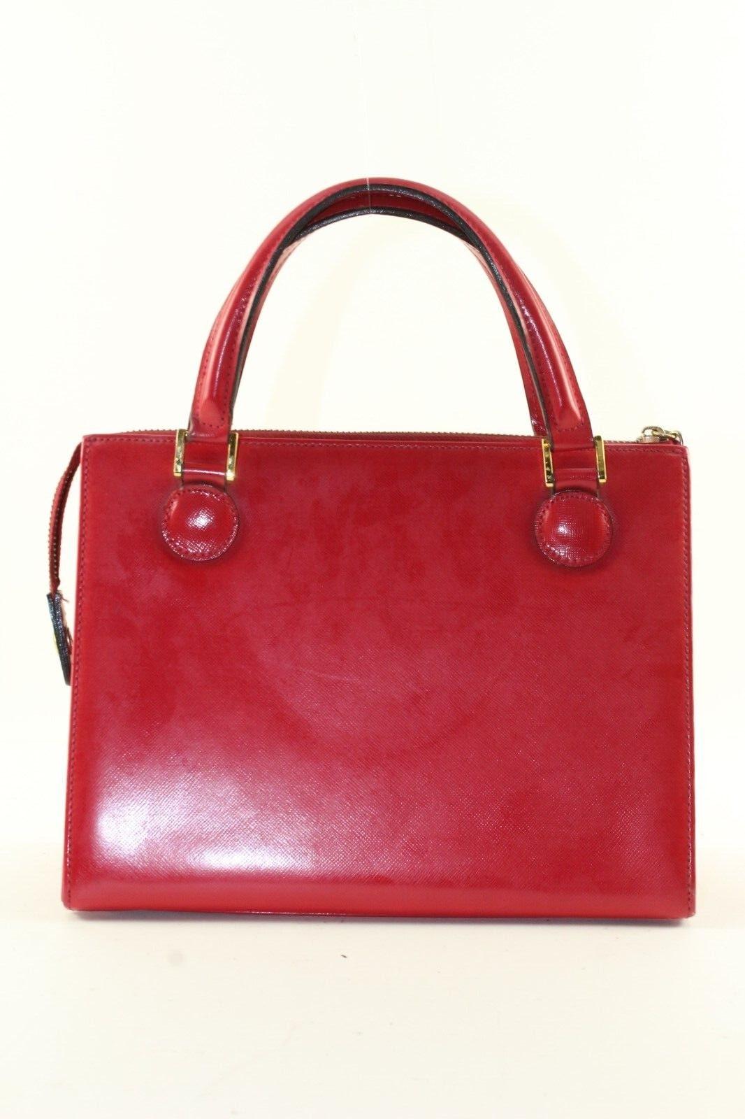 Versace Red Leather Charm Tote 5VER1214K In Fair Condition For Sale In Dix hills, NY