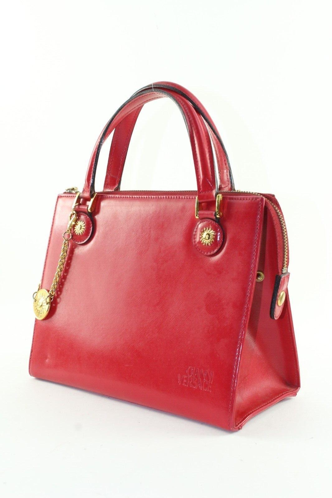 Women's Versace Red Leather Charm Tote 5VER1214K For Sale