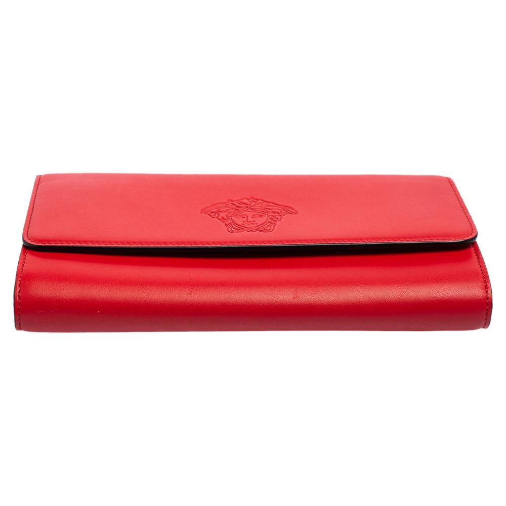 Versace Red Leather Flap Wallet On Chain 5